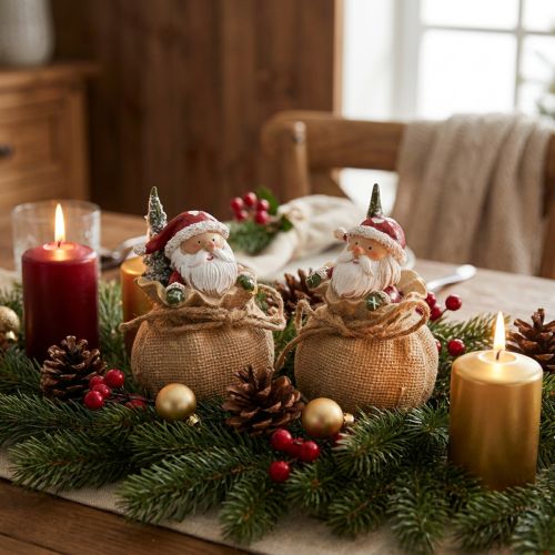 Dekofigur Weihnachtsmann im Sack Ø8cm H13cm 2 St