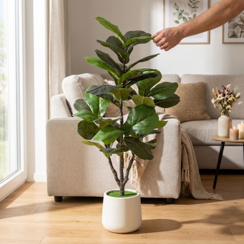 Artikel Künstliche Ficus lyrata 120 cm dekorativ für Wohnzimmer