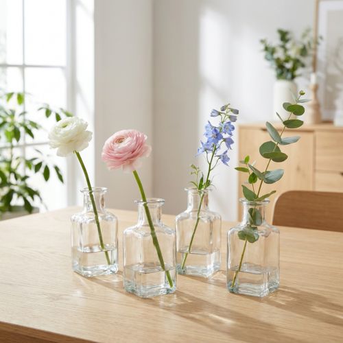 Artikel Mini Vase Glas Dekoration für minimalistisches Interieur und modernes Wohnen 11cm 6St