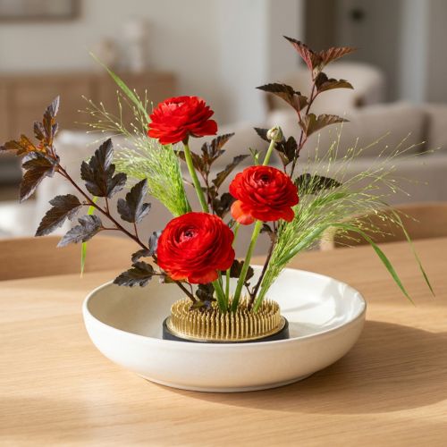 Artikel Blumenigel rund Messing für Blumengestecke und Ikebana