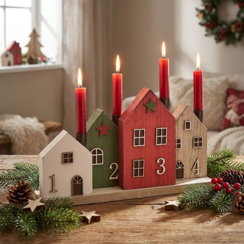 Kerzenhalter Adventskranz Stabkerzen 35cm Holz