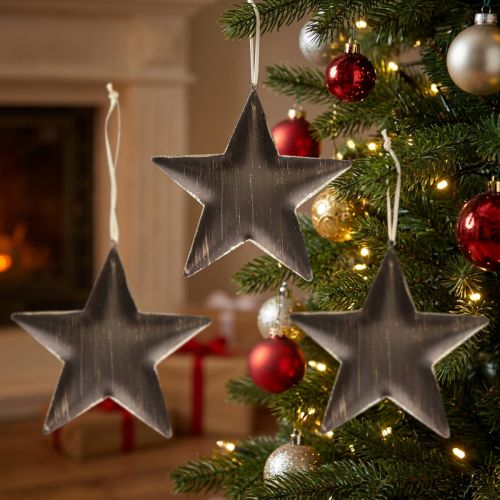 Christbaumschmuck Metallstern Schwarz Gold Ø15cm 3 St
