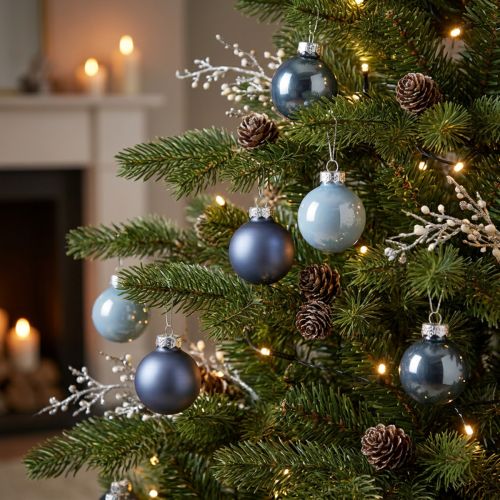 Artikel Mini Weihnachtskugeln Glas Blau matt Metallic Ø4cm 24 St