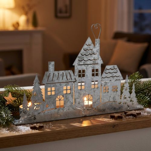 Weihnachtsdeko Häuser, Teelichthalter Metall L20cm | Floristik24.de