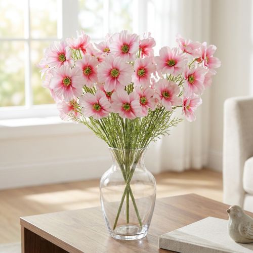 Künstliche Cosmea Blumen Pink 77cm 3er Set