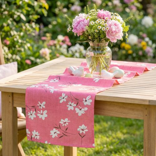 Dekostoff Blumen Pink 30cm x 3m Baumwolle