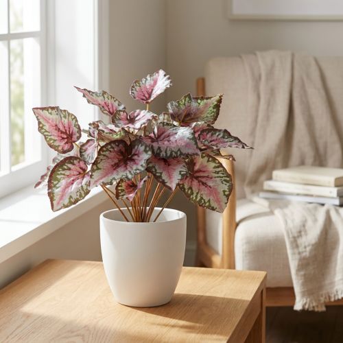 Künstlicher Begonienbusch Grün, Violett 34cm | Floristik24.de