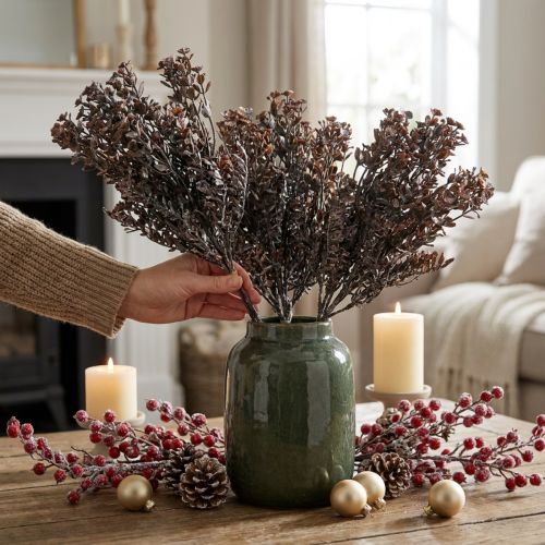 Kunstpflanzen Braun Herbstdeko Winterdeko Drylook 38cm 3 St | Floristik24.de