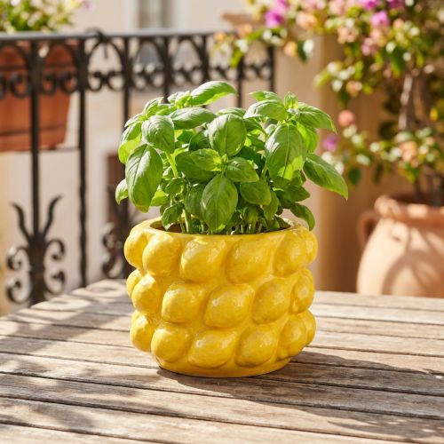 Blumentopf Keramik Gelb Ø18cm H13cm