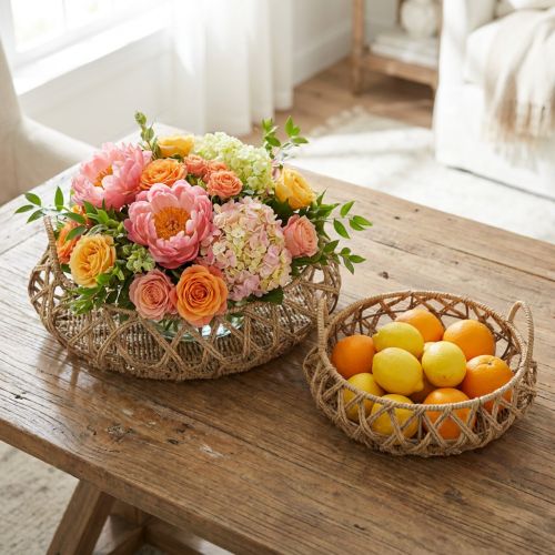 Dekoschale Korb Metall Naturoptik Ø38/29cm 2er Set