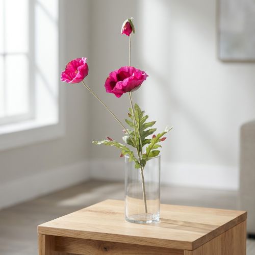 Künstliche Mohnblumen Deko Seidenblumen Pink 70cm | Floristik24.de