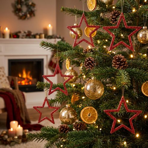Deko Sterne Rot Glitter 4,5cm 120 St Weihnachtsdeko