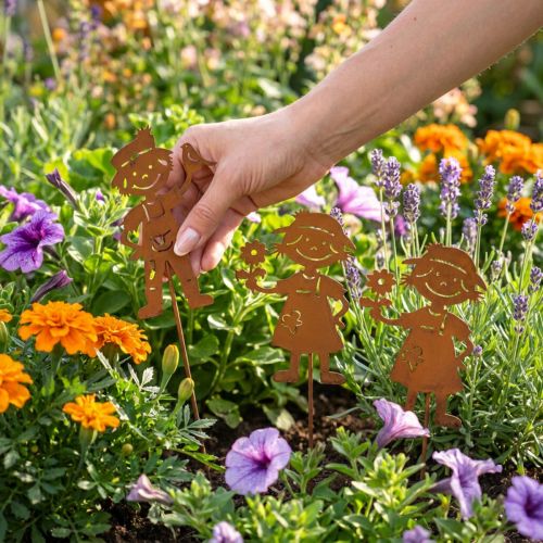 Gartenstecker Rost Optik Gartendeko Mädchen und Junge 4St | Floristik24.de
