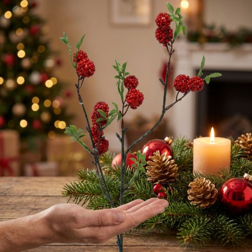 Beerenzweig Künstlicher Weihnachtszweig Maulbeeren 63cm | Floristik24.de