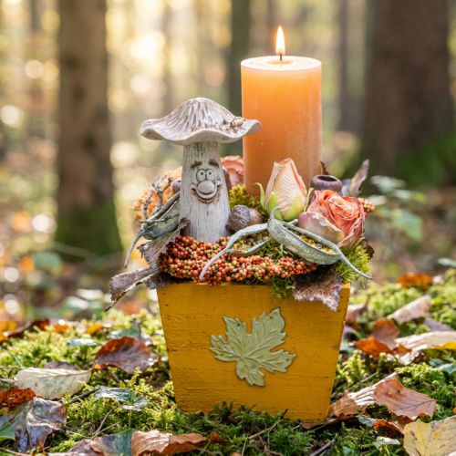 Pflanzkasten Holz Shabby Chic Holzkiste Gelb 11×14,5×14cm | Floristik24.de