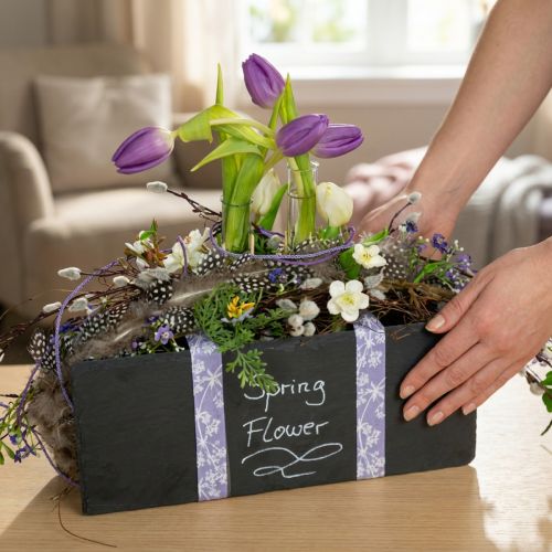 Natürliche Schieferplatte rechteckig Steintablett Schwarz 35×15cm 3St | Floristik24.de