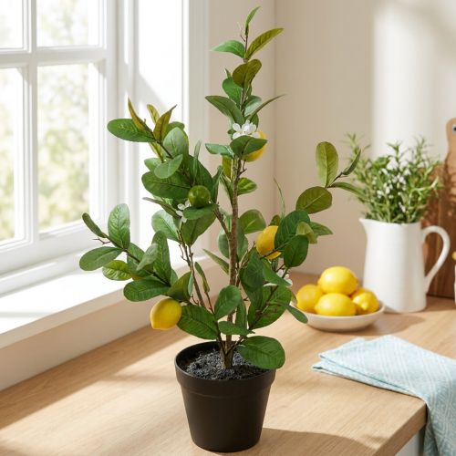 Künstlicher Zitronenbaum im Topf 65cm Deko Pflanze
