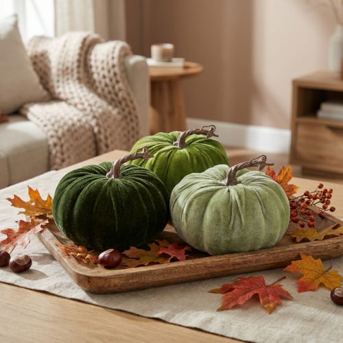Artikel Deko Kürbis Herbst Grün Dunkelgrün Hellgrün Ø18cm 3 St