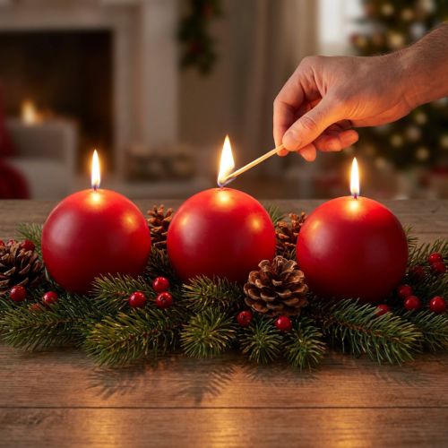 Artikel 6er Set Kugelkerzen Rot, 100mm - Perfekt für Weihnachtsdeko und festliche Anlässe, Lange Brenndauer