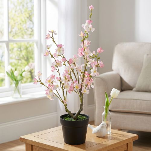 Mandelbaum Große Kunstpflanze im Topf Rosa Weiß 74cm | Floristik24.de