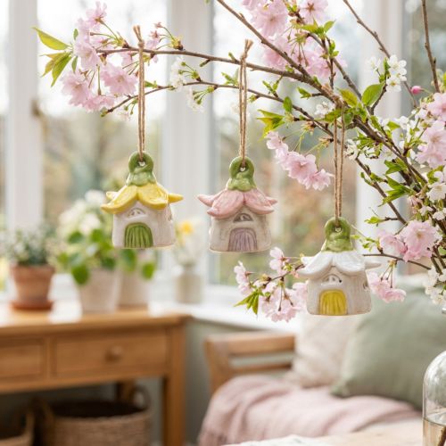 Artikel Hängedeko Blume Keramik Feenhaus als Dekoration zum Aufhängen 6cm 6St