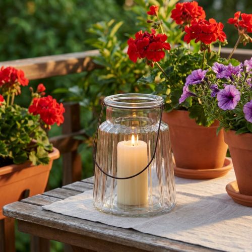 Glaswindlicht Windlicht mit Henkel Glas Klar Ø14cm H18cm | Floristik24.de