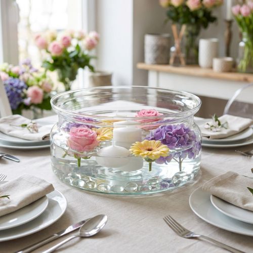 Glasschale Ø24cm H10cm für Deko und Schwimmkerzen