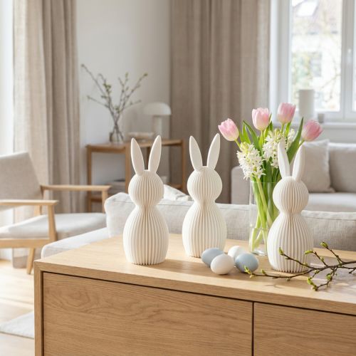 Dekofigur Hase Faltoptik für moderne Inneneinrichtung Wohnzimmer oder Büro 13cm 3St | Floristik24.de
