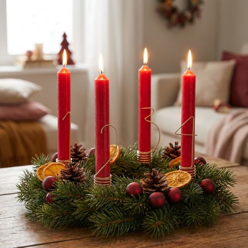 Artikel Kerzendeko Advent Zahlen 1-4 Mattgold Metall H10cm 4 St