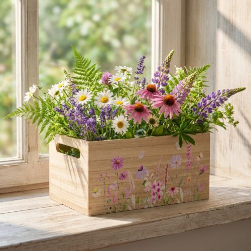 Holzbox 30x18cm Blumen Schmetterling Motiv