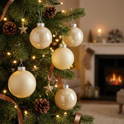 Christbaumkugeln Glas Creme Ø6cm 24 St