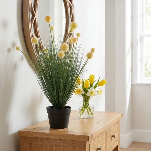 Künstliches Gras mit gelben Blüten 70cm