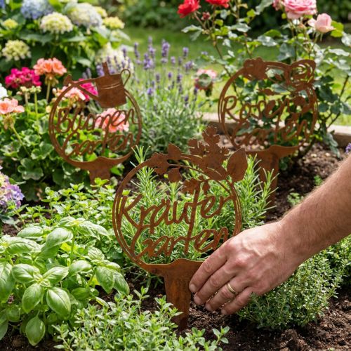 Gartendeko Rost Schriftzug Metall 3er-Set 29,5cm