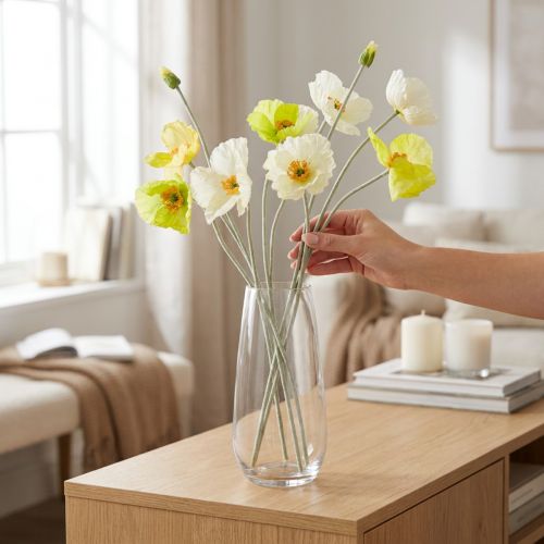 Künstliche Mohnblumen Deko für Wohnräume und Büro 95cm | Floristik24.de