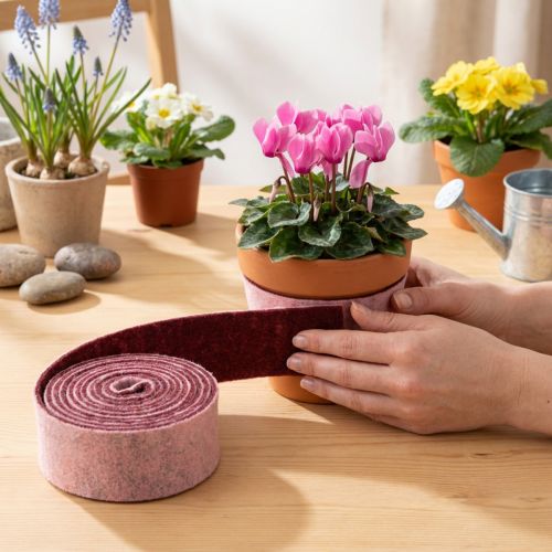 Artikel Filzband zweifarbig Topfband Wollfilz Band Rosa Rot 7,5cm 5m