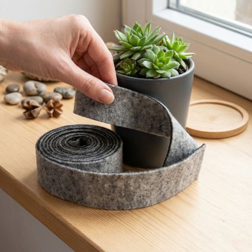 Artikel Filzband Topfband 100% Wolle Grau/Schwarz 7,5cm 5m