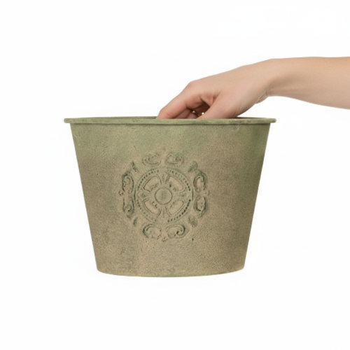 Blumentopf Metall Grün Vintage Ø22cm–13,5cm 3er-Set | Floristik24.de