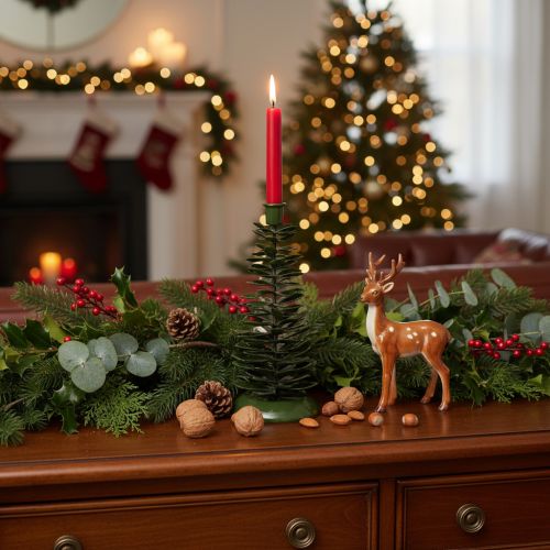 Kerzenständer Tannenbaum Grün Metall-Dekoration 28cm | Floristik24.de