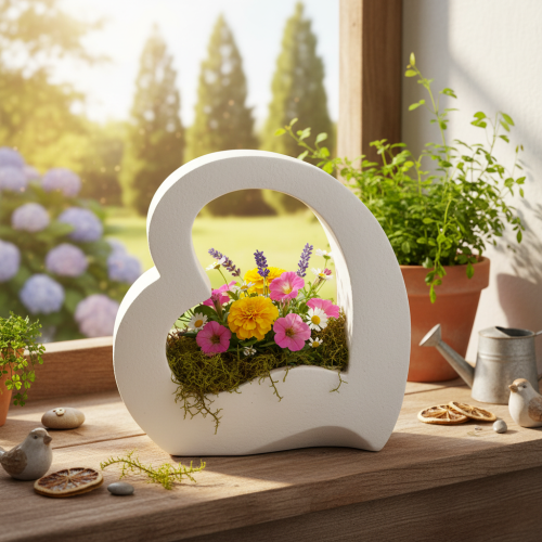 Herz Deko zum Bepflanzen und für Gestecke offen Moderne Herzform 19cm | Floristik24.de