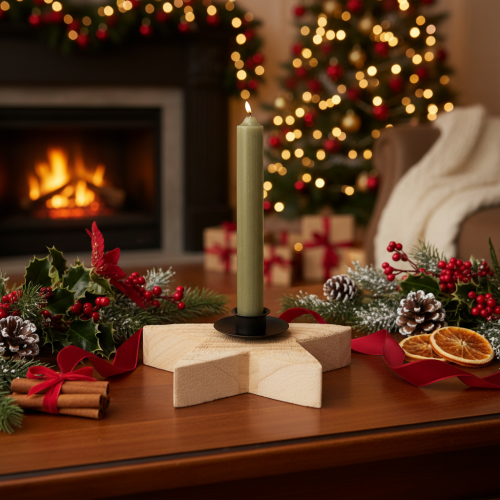 Artikel Holzstern Kerzenständer rustikal für Stabkerzen 16cm