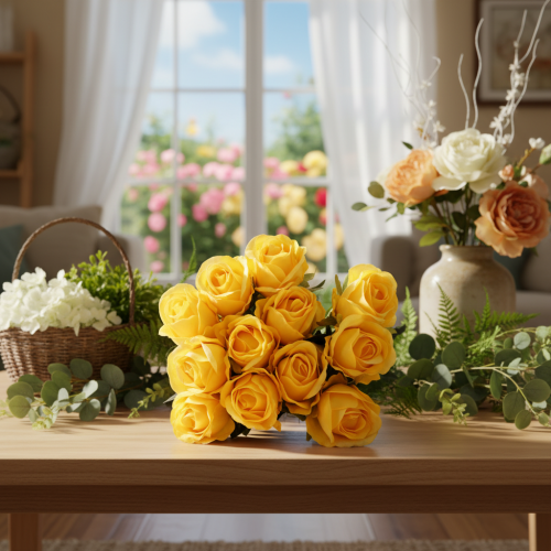 Artikel Künstliche Rose mit langem Stiel Kunstblume 62cm 12St