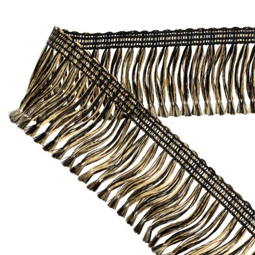 Fransenborte Schwarz Gold 4cm x 25m - Ideal für Kranzdeko, Trauerband & Vintage Accessoires | Floristik24.de