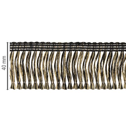 Fransenborte Schwarz Gold 4cm x 25m - Ideal für Kranzdeko, Trauerband & Vintage Accessoires | Floristik24.de