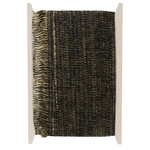 Fransenborte Schwarz Gold 4cm x 25m - Ideal für Kranzdeko, Trauerband & Vintage Accessoires | Floristik24.de