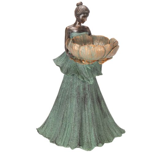 Frauenfigur mit Blumenschale Dekorative Statue für ästhetische Raumgestaltung und Garten 55cm