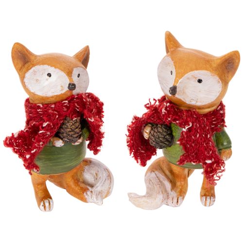Deko Fuchs mit Schal und Zapfen 10cm 2St kaufen | Floristik24.de