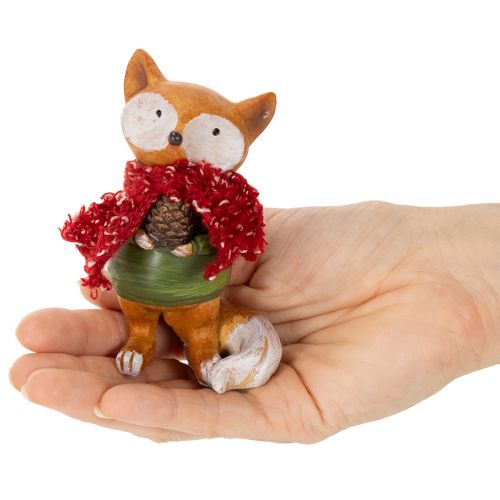 Deko Fuchs mit Schal und Zapfen 10cm 2St | Floristik24.de
