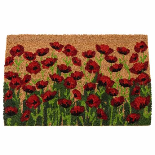 Fußmatte Mohnblumen Türvorleger mit Motiv 60x40x2cm 60% Kokosfaser, 40% PVC