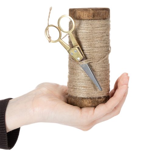 Artikel Garnspule mit Deko-Schere Ø6,5cm H15cm 2St Vintage-Stil