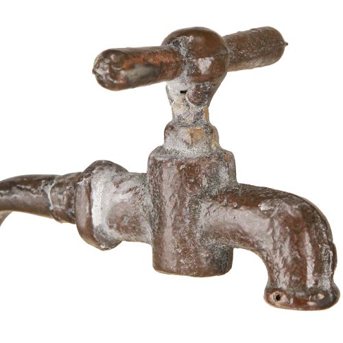 Floristik24 Gartendeko Metall Übertopf mit Wasserhahn Ø16,5cm H42cm